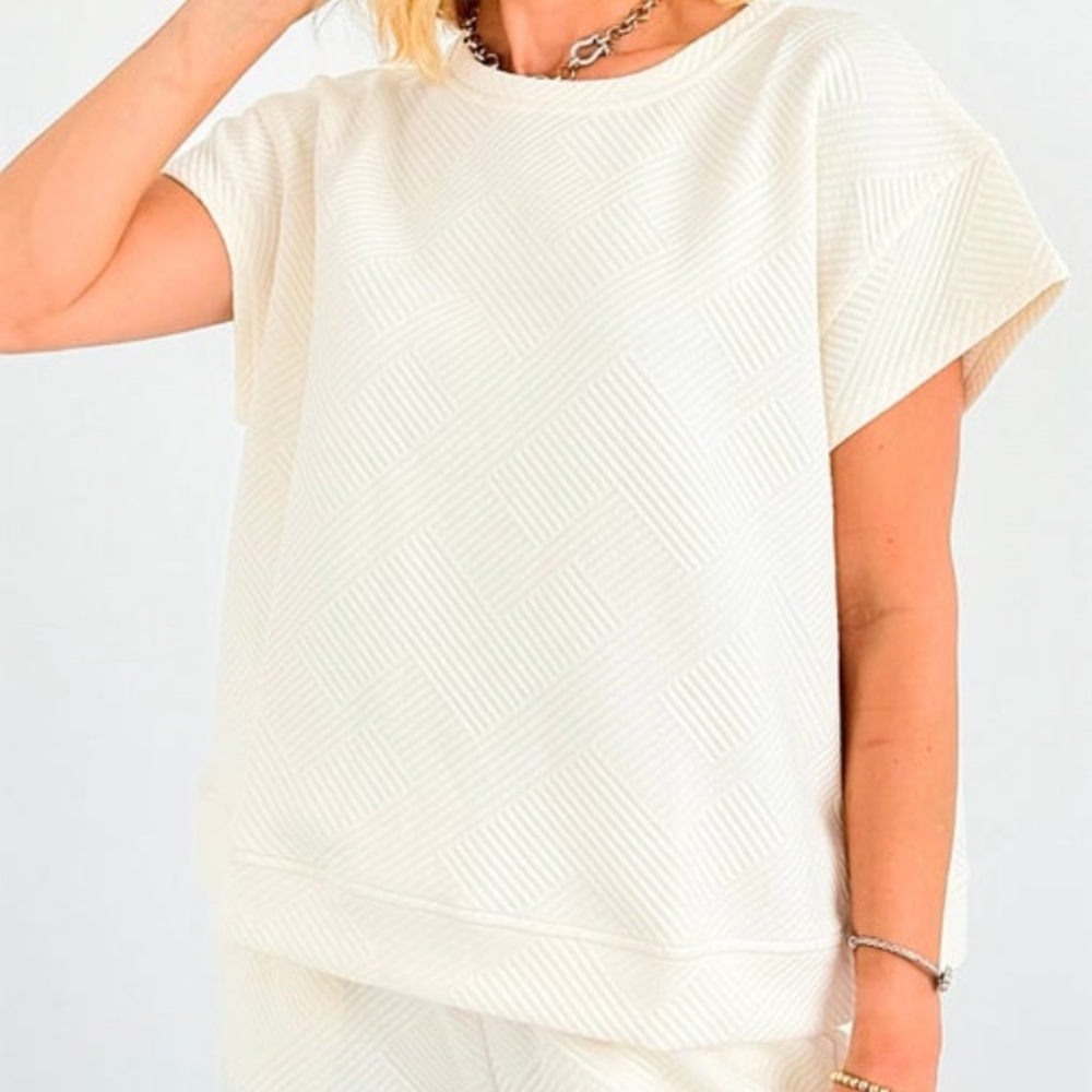 NWT French terry textured pattern top